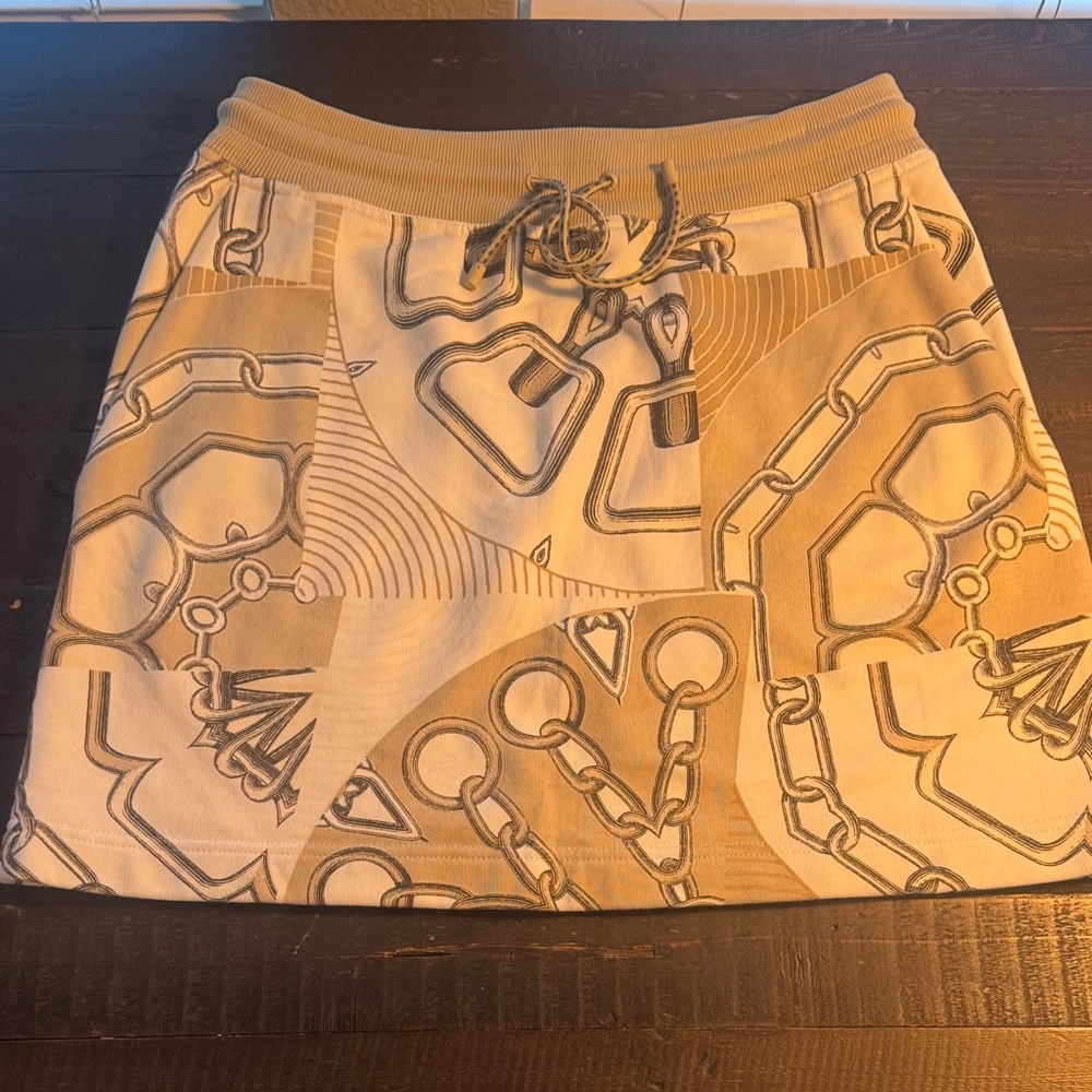 Hermes Beige and Gray Mini Skirt